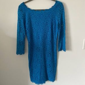 DVF Zarita Lace Dress in Bright Blue